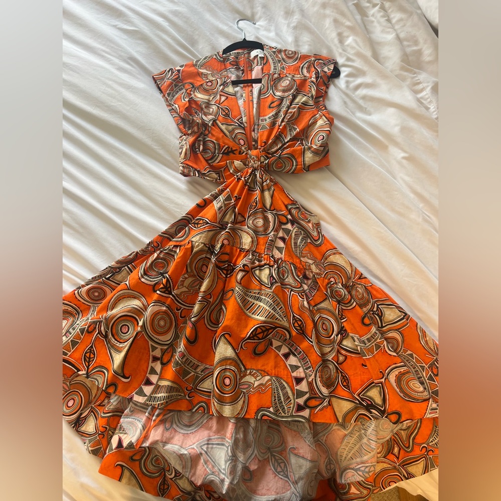 A.L.C. Orange and Black Geometric Mini Dress